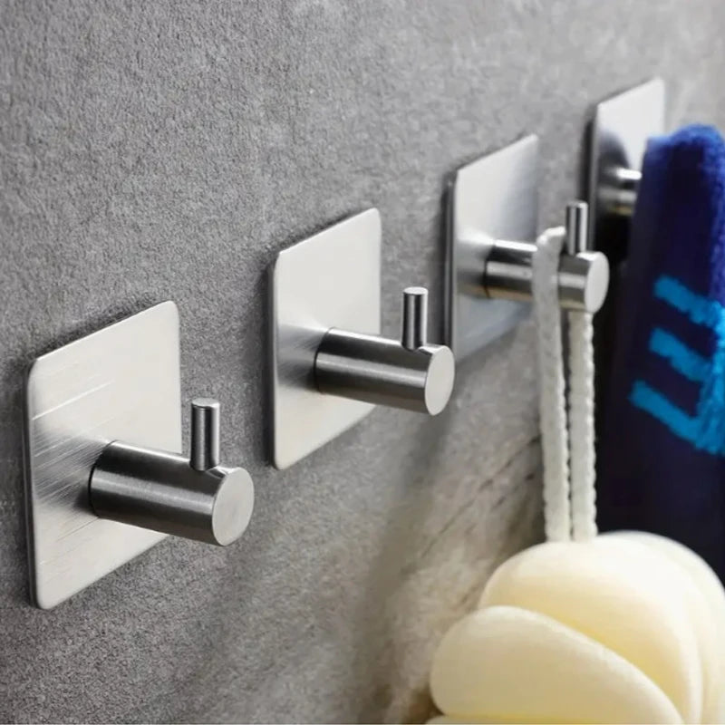 4-Piece Stainless Steel Wall Hook Set