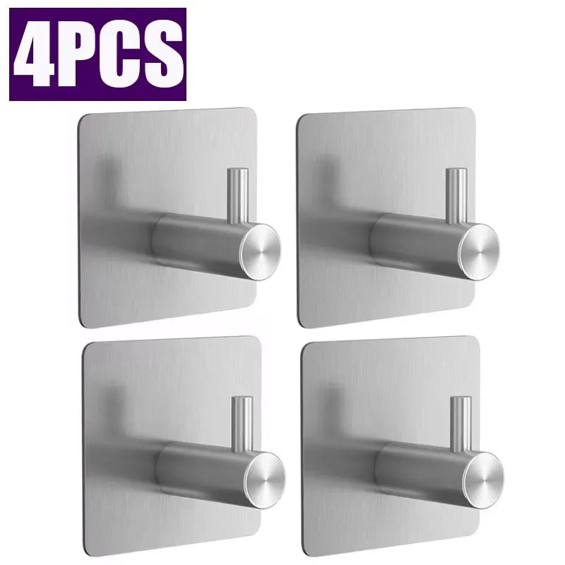 4-Piece Stainless Steel Wall Hook Set
