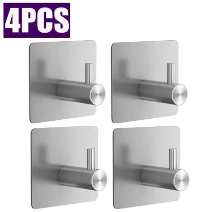 4-Piece Stainless Steel Wall Hook Set