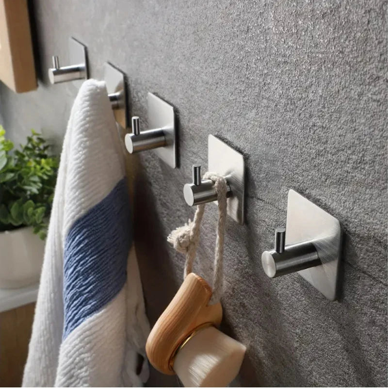 4-Piece Stainless Steel Wall Hook Set