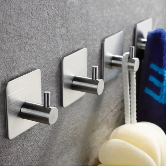 4-Piece Stainless Steel Wall Hook Set
